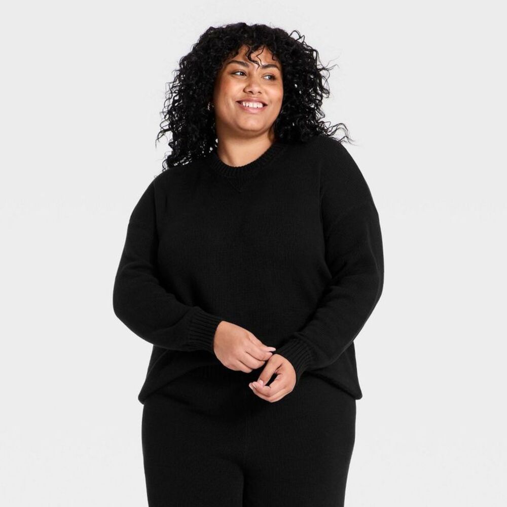 Women's Crewneck Pullover - Universal Thread Black XXL
